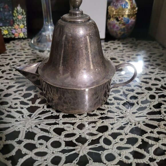 Tea kettle Mini Silver Plated Antique Interesting design Unsigned - Picture 3 of 11